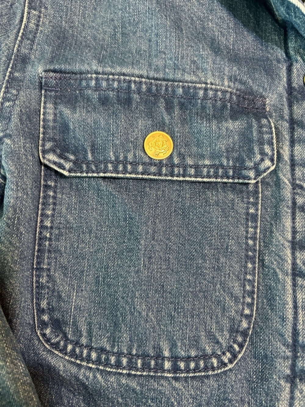 J. Crew Dark Blue Cropped Denim Jacket with Gold Buttons - Picture 8 of 14